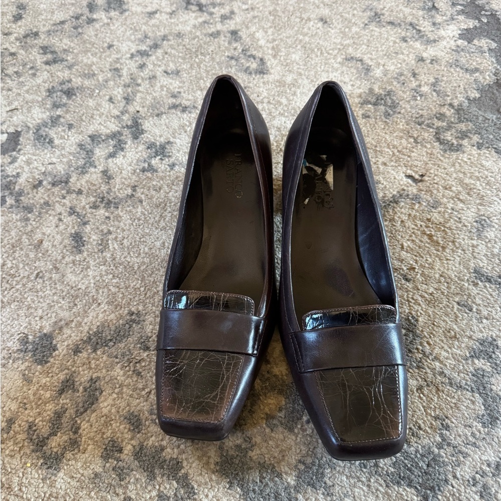 Franco Sarto Dark Brown Square-Toe Loafers - Picture 2 of 8